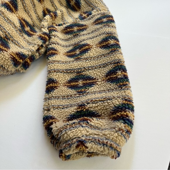 BKE Women’s Medium Colorful Aztec Pattern Tan Sherpa Wubby Quarter Zip Pullover - Picture 10 of 16